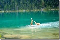 jon swimming in lake near Edith Cavell-8
